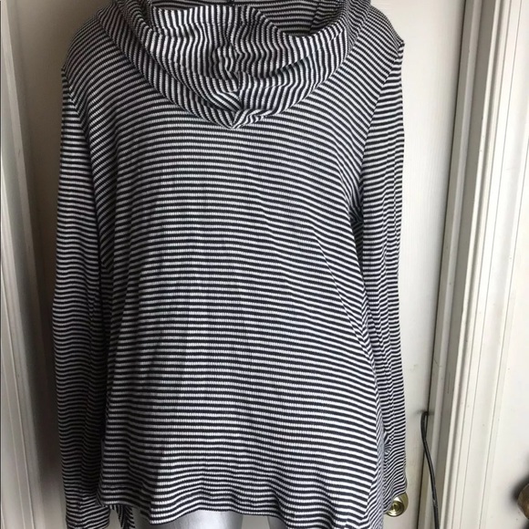 SIZE L STRIPED HOODED DRAPED OPEN -HI LOW CARDIGAN - Picture 4 of 8